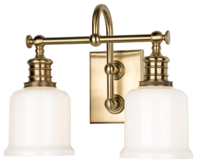 Keswick 2 Light Bathroom Vanity Light, Aged Brass