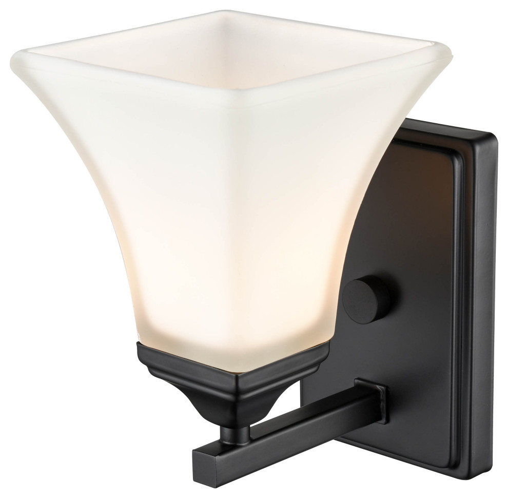 1Light 5.6" Matte Black Sconce Transitional Wall Sconces by