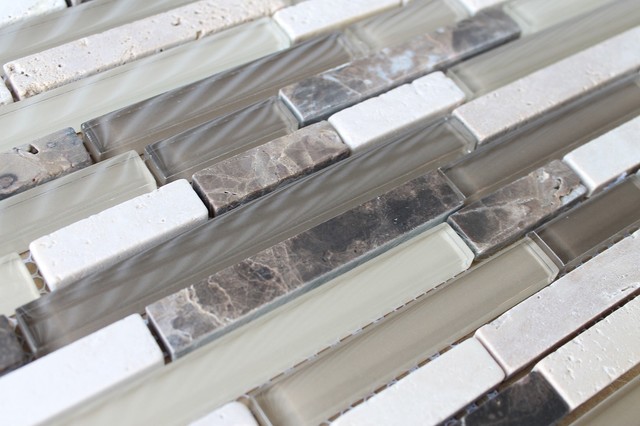 Bliss Series - Cappucino Linear Glass and Stone Mosaic Tiles from Anatolia