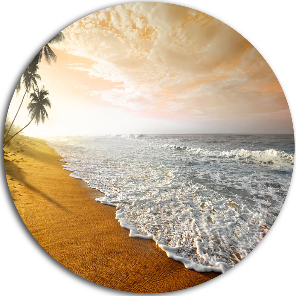 Wavy Clouds Over Seashore, Seascape Round Wall Art, Disc of 11 inch ...