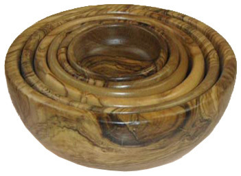 Berard Olive Wood Bowls - Set of 6 - 2" - 6.7"