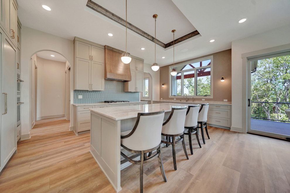 Example of a transitional kitchen design in Omaha