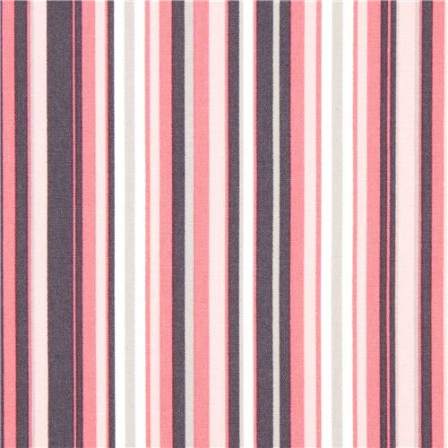 pale pink grey and white stripes fabric by Michael Miller
