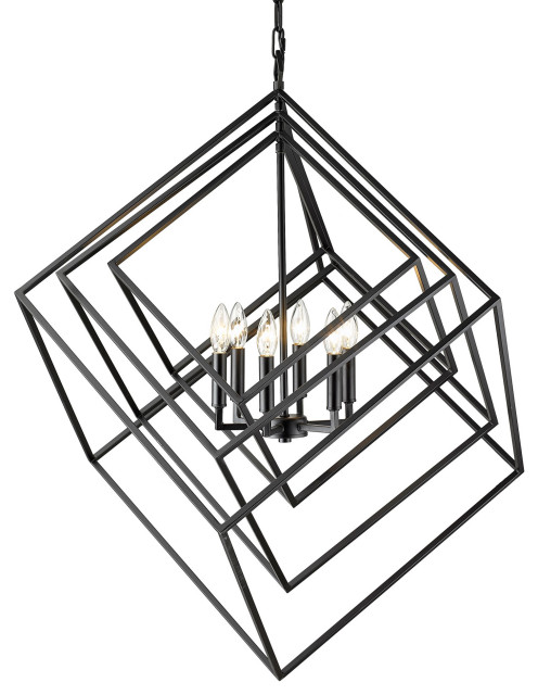 Z-Lite 457-6 Euclid 6 Light 36"W Nested Cube Chandelier - Matte Black