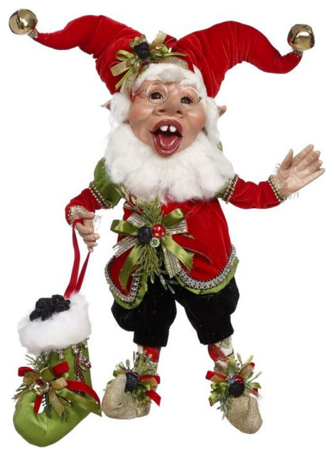 Figurine Elf De Noël Assis – Mark Roberts – 17,5 Pouces – Serviteur – Rouge – Neuf
