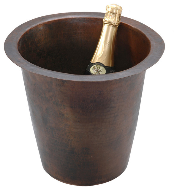 12 Round Hammered Copper Champagne Bar Prep Sink Rustic 12 Round Hammered Copper Champagne Bar Prep Sink
