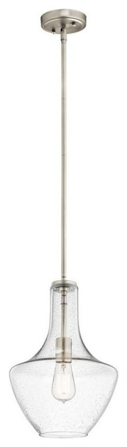 Kichler Everly 1-Light Pendant, 10.5"x15.25", Olde Bronze, Clear Seeded