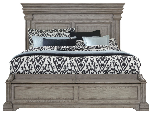 Madison Ridge King Panel Bed With Blanket Chest Footboard, Heritage Taupe