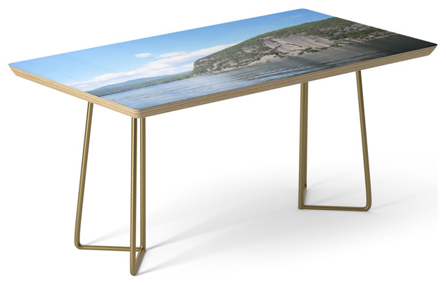 Summer's End: Roger's Rock On Lake George Modern Coffee Table - Gold