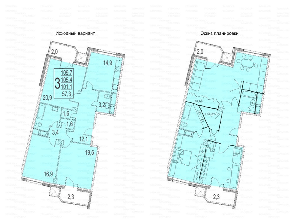 Идеи перепланировки для многокомнатных квартир