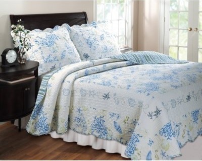 Greenland Home Fashions Coral - 2 Piece Quilt Set - Blue