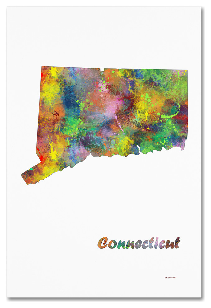 Marlene Watson 'Connecticut State Map-1' Canvas Art, 12"x19"