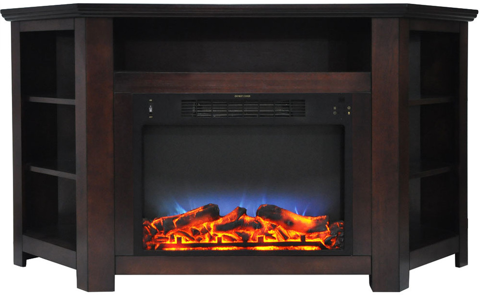 Stratford 56" Electric Corner Fireplace, Mahogany With LED Multi-Color Display