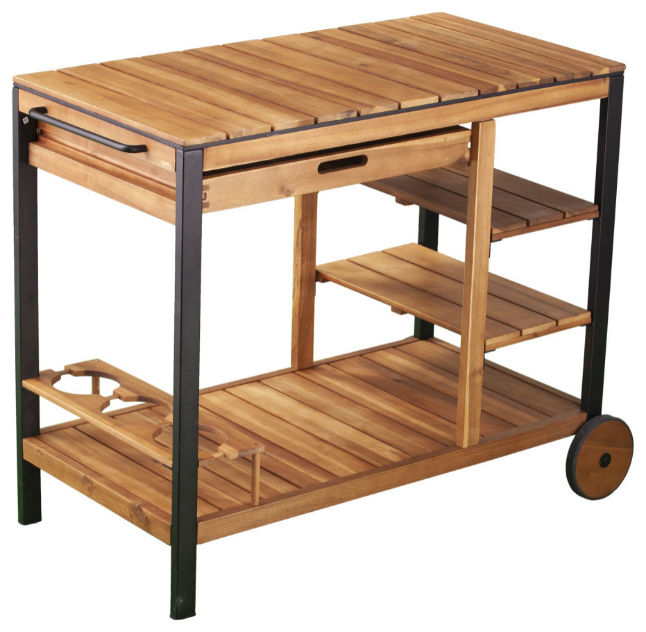 Murcott Outdoor Bar Cart Transitional Outdoor Serving Carts by