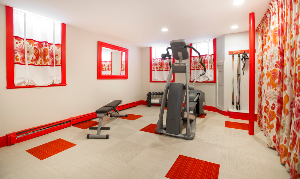 Transitional home gym in Boston.