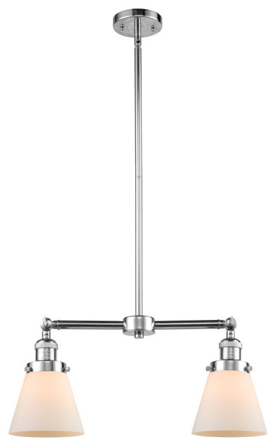Small Cone 2-Light LED Chandelier, Polished Chrome, Glass: White Cased