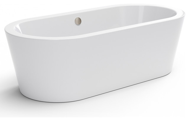 pelham & white newcastle luxury 67" modern freestanding tub, nickel