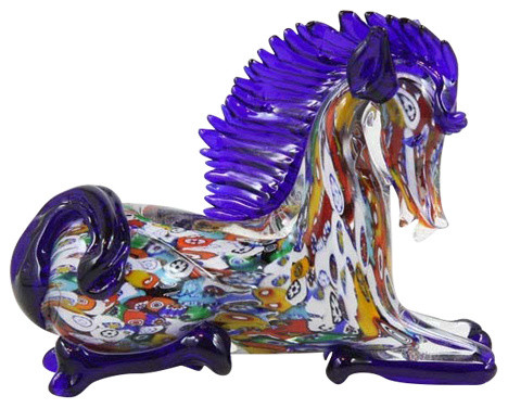 GlassOfVenice Murano Glass Millefiori Kneeling Horse