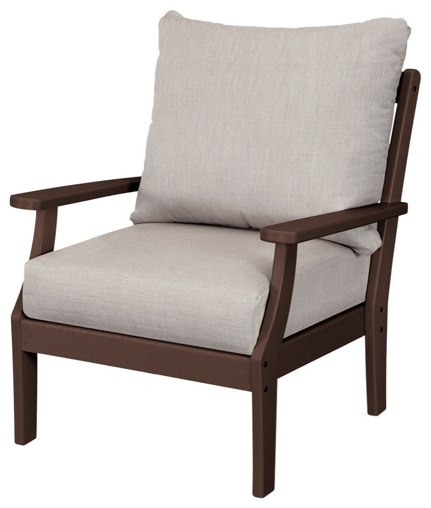 Polywood Braxton Deep Seating Chair, Mahogany / Cast Ash