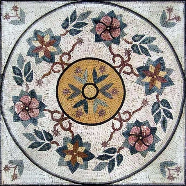 Marble Flower Mosaic, Helena - Traditional - Tile Murals - by Mozaico ...