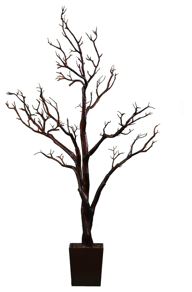 Floor Manzanita Tree Planter, 48"x26"x12", White, Brown