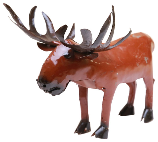 Recycled Metal MooseMedium Rustic Garden Statues And Yard Art by