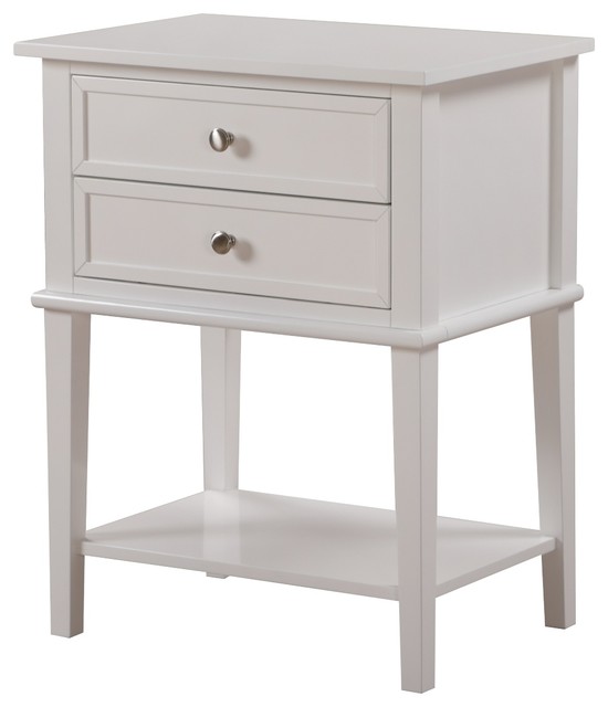 2 Drawer and Shelf Nightstand Transitional Nightstands And Bedside