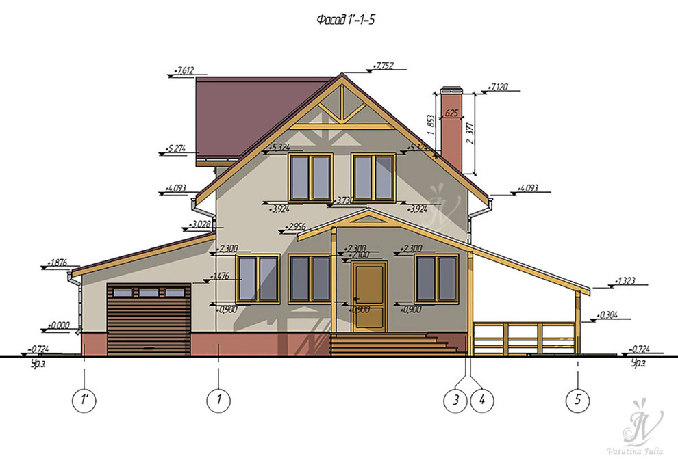 Эскизный проект индивидуального двухэтажного жилого дома в г. Кострома