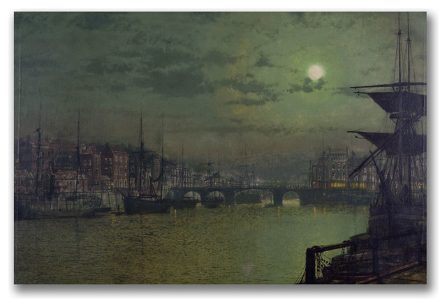 'Baiting the Lines, Whitby' Canvas Art by John Grimshaw