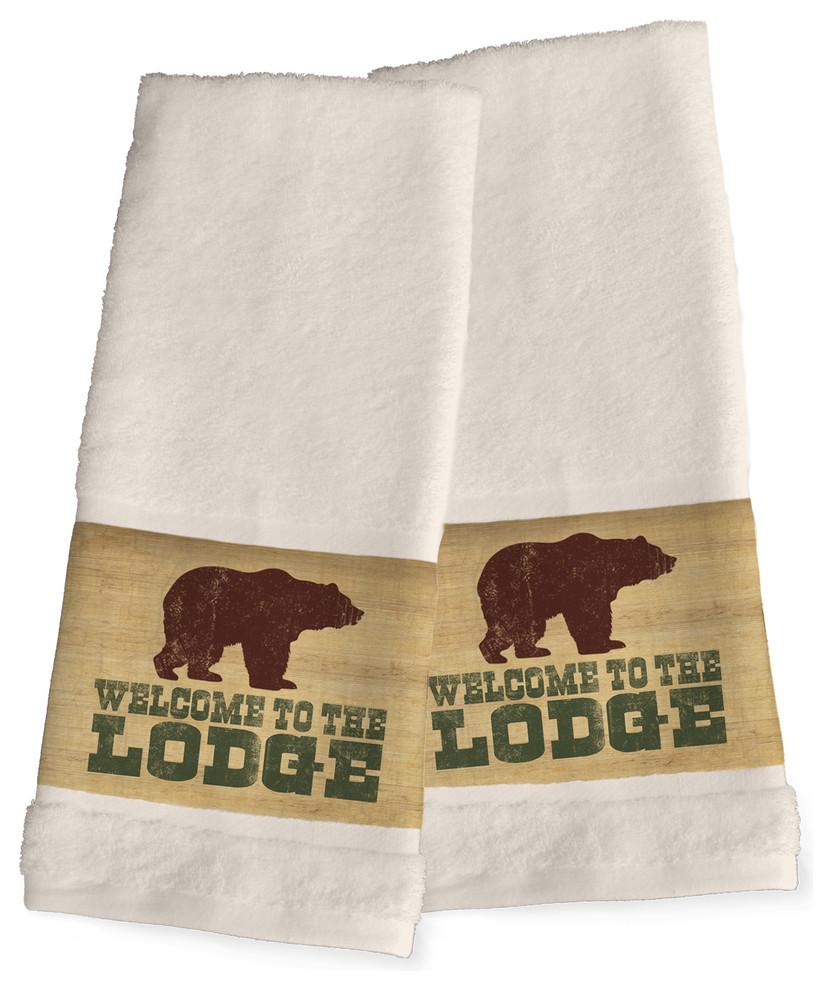 Laural Home to the Lodge Hand Towels, Set of 2 Rustic Bath