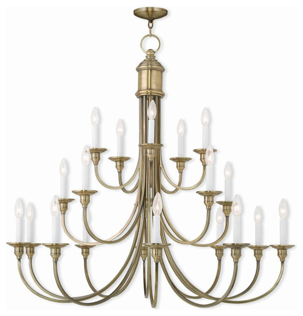 20Light Antique Brass Foyer Chandelier Traditional Chandeliers