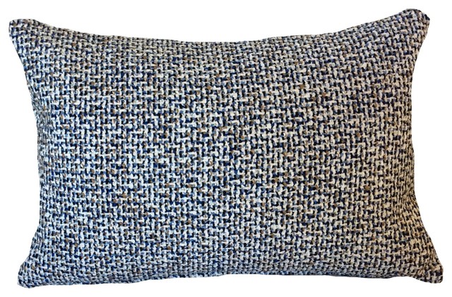 Blue/White/Tan Woven Pollack Decorative Lumbar Pillow Cover