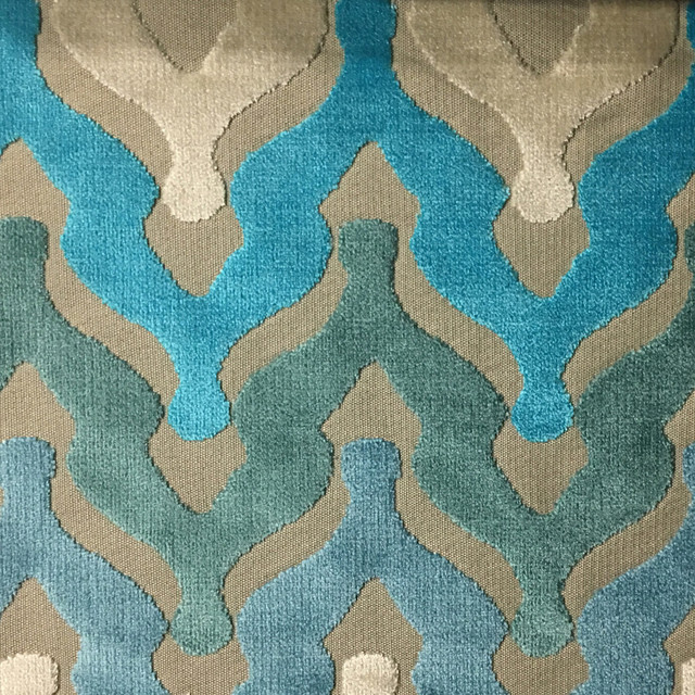Leicester Cut Velvet Upholstery Fabric - Mediterranean ...