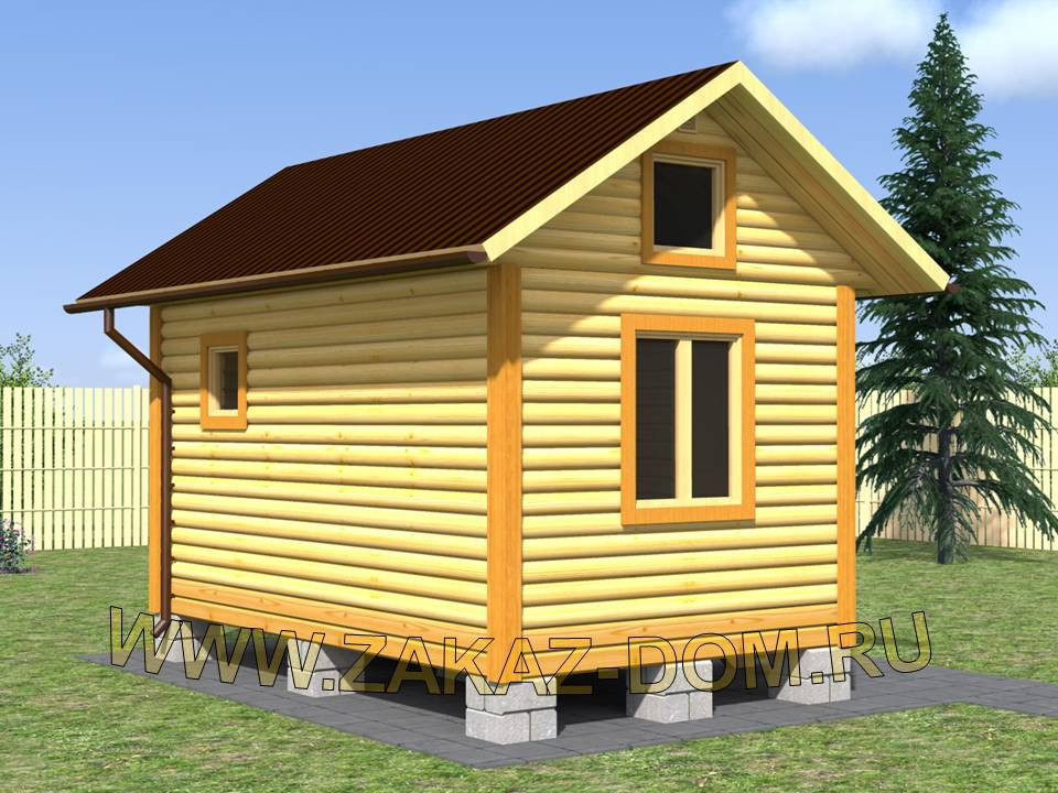 Проект одноэтажной бани из бруса (3х5 м) : Б-99