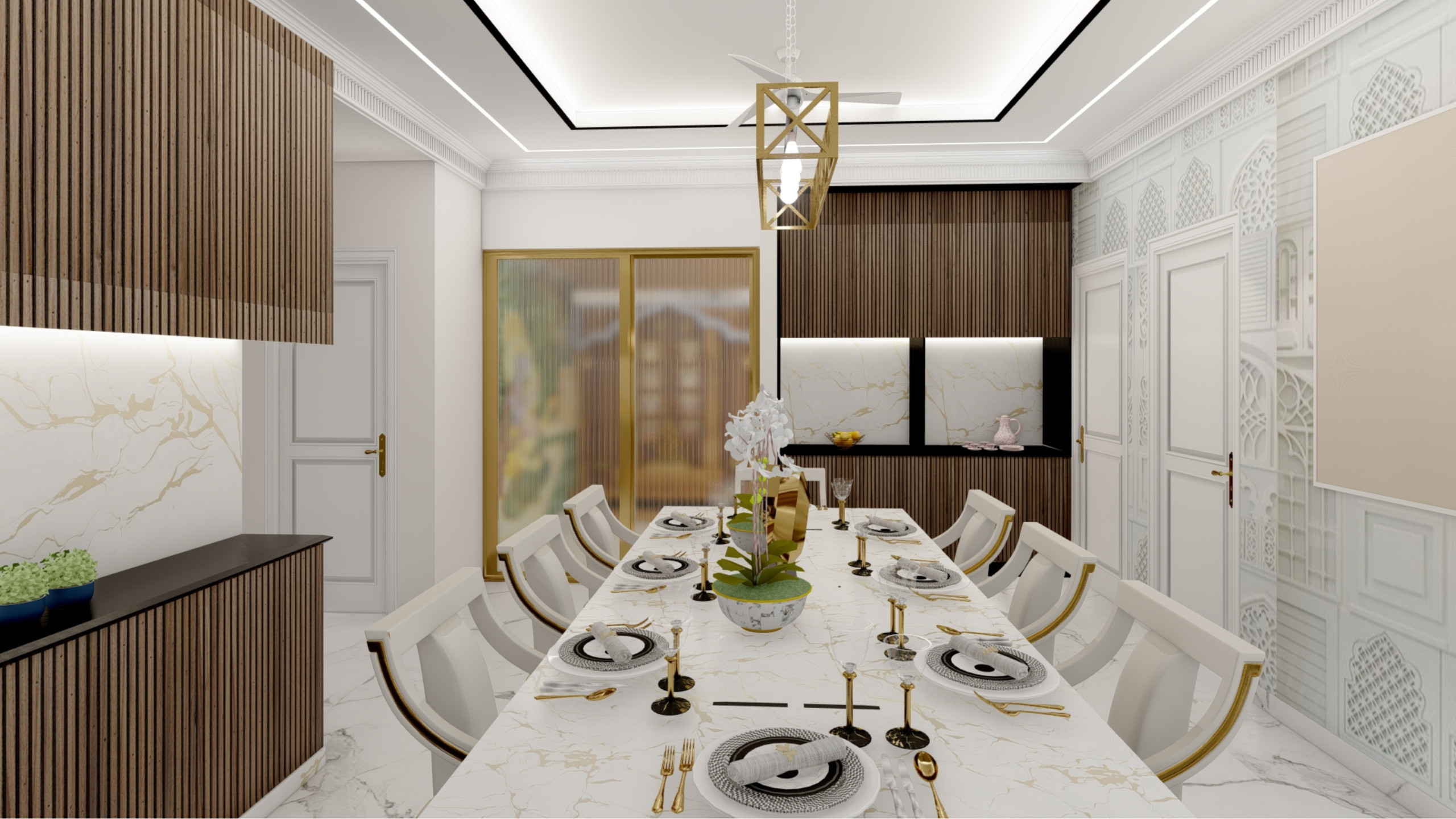 Elegant Lounge and Dining Area with Light Tones in Guildford