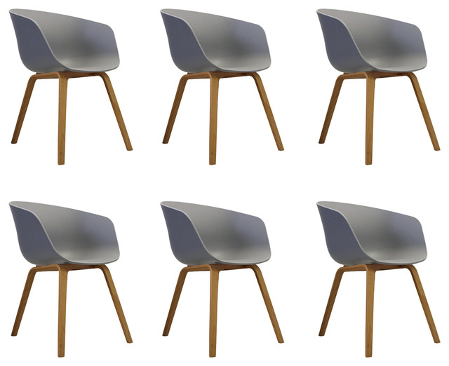 Danish Style Dining Arm Chair, Natural Legs, Black, Set of 6, Dove Grey