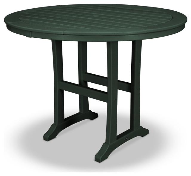 POLYWOOD Nautical Trestle 48" Round Counter Table Contemporary