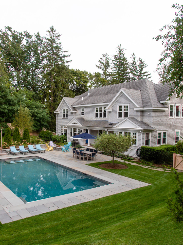 Inspiration for a large timeless pool remodel in Boston