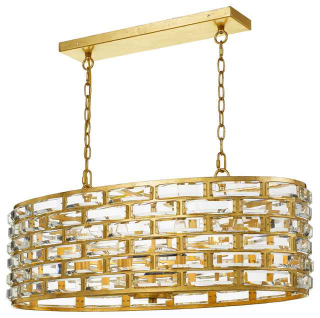 Crystorama Meridian 8Light Oval Antique Gold Pendant Chandelier