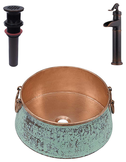 Nobel Copper Vessel Bathroom Kit With Pfister Rustic Bronze Faucet