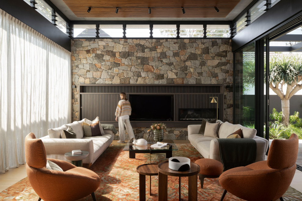 Design ideas for a modern living room in Perth.