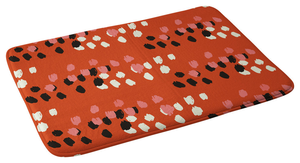 Kendall Red Scribbles Memory Foam Bath Mat, 34"x21