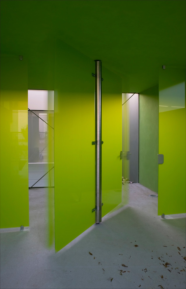 Mittelgroßer Moderner Eingang mit Vestibül, Einzeltür und grüner Haustür in Sonstige