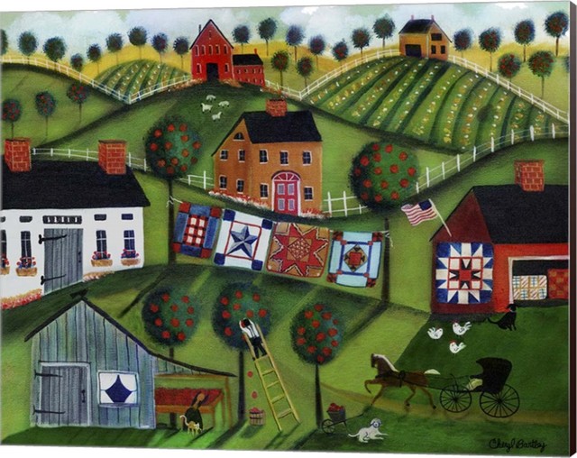 "Amish Folk Art Quilts" Canvas Wall Art by Cheryl Bartley, 16"x13