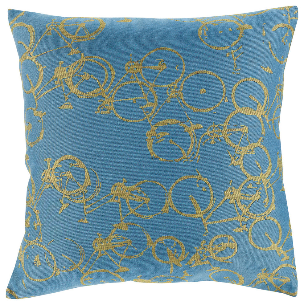 Bold Bicycles Pillow with Down Insert, 13"x19"x4"