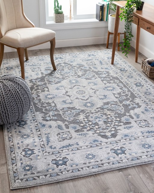 Well Woven Malaga Georgina Vintage Modern Persian Medallion Grey Rug, 7 ...