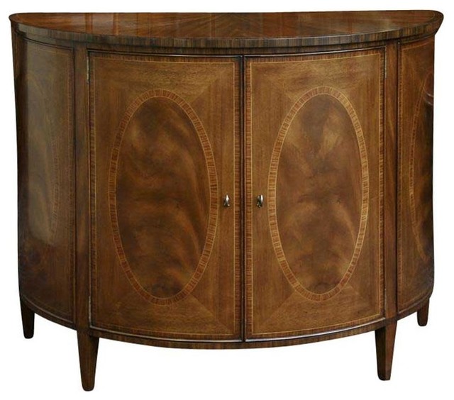 High End Demilune Warm Brown Mahogany Finish