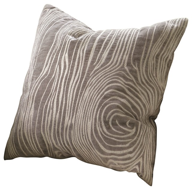 Faux Bois Square Gray Decorative Throw Pillow Contemporary