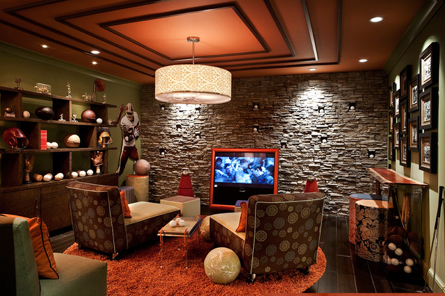 Sports Themed Media Room Transitional Home Theater Dc