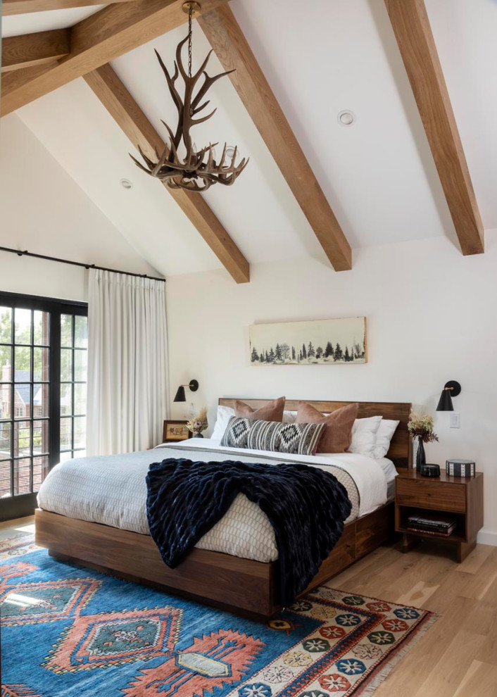 Design ideas for a transitional bedroom in Denver.